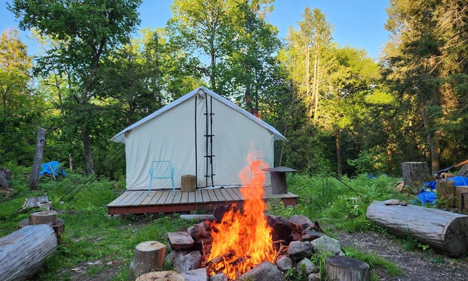 Nipissing RV Rental | Charming Tent with Outdoor Kitchen and Outhouse, 30min drive to North Bay.