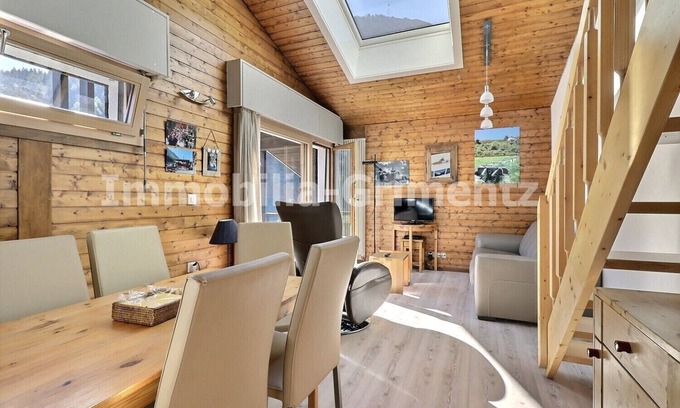 Grimentz Apartment | Comfortable studio on 2 levels for 2 to 4 people, living room with 1 divan bed, kitchen area with di
