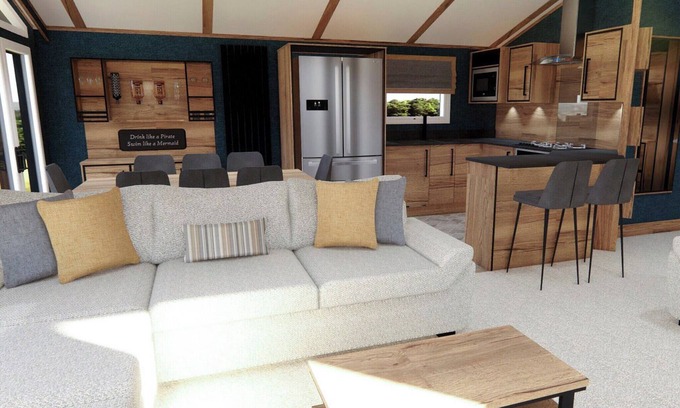 Frampton Ski Chalet | Contemporary lodge with one spacious king-sized bed with en suite.