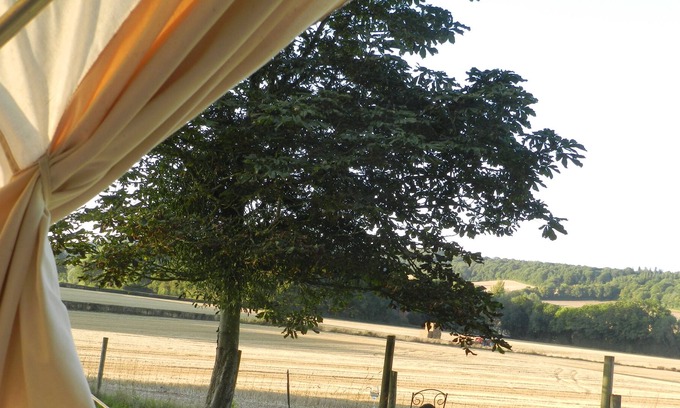 Hereford Cabin | Cosy glamping 4m bell tent in rural Herefordshire