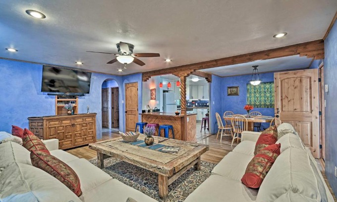 El Prado House | Cozy Blue Adobe with Steam Room 2 Mi from Taos!
