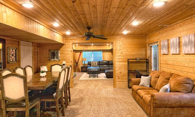 Mountain Green House | Cozy Cabin Themed Basement