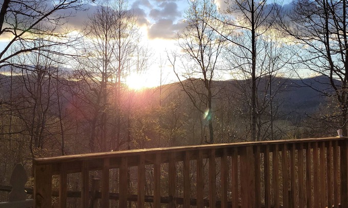 Otto Cabin | Cozy Pet Friendly Mountain Log Cabin in the Smokies with Deck and fire pit.
