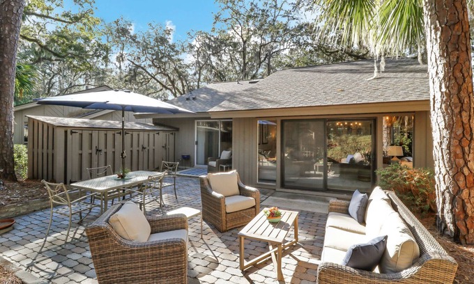Lawton Woods House | Decorator-designed Sea Pines home with multiple living spaces