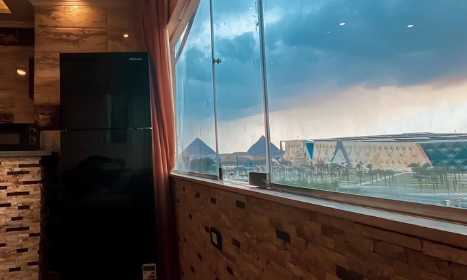 6th of October City House | Deluxe apartment in a building with an elevator with amazing Pyramids view