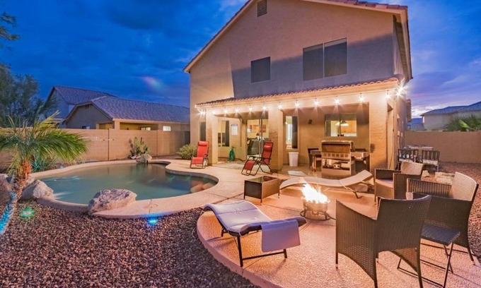 Tamaron Villa | Desert Oasis Amazing Pool Waterfall Firepit Office
