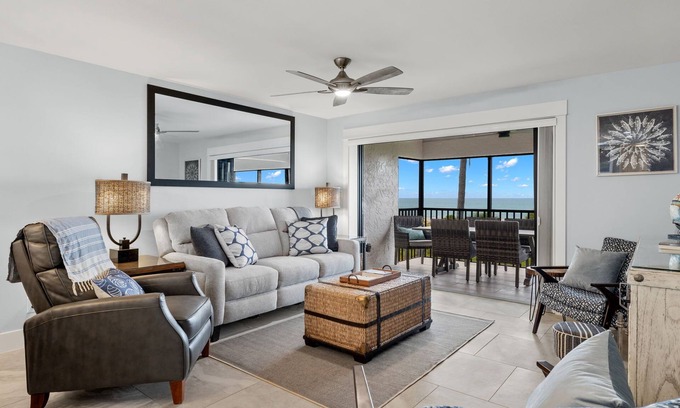 Beachview Country Club Estates Condo | Discover unparalleled luxury in this newly designed Gulf-front condo on Sanibel Island.
