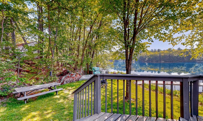 Litchfield Cottage | Dog-friendly pond-front cottage with deck, grill, firepit, water view, fast WiFi