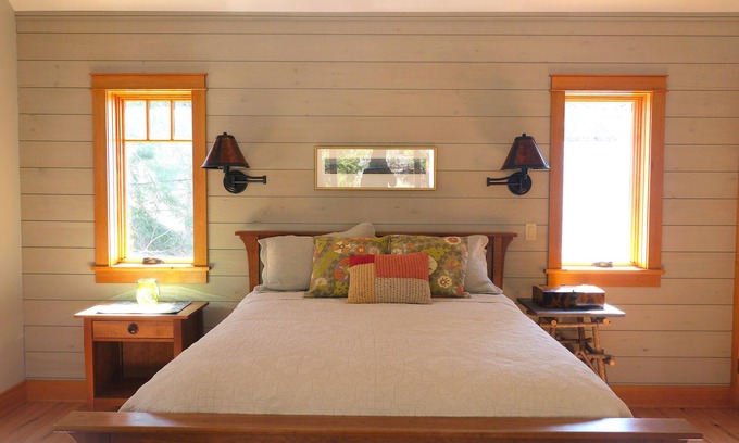 Pilot Knob House | East side Lake George carriage house for rent. Adirondack detailing.