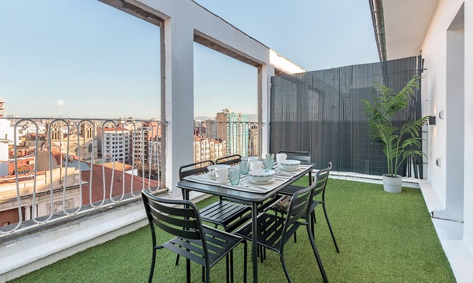 Gijon City Centre Apartment | Exclusive Penthouse near Jovellanos Theatre. Jovellanos Terrace