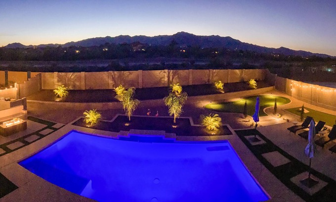 Maricopa County House | Exquisite Resort Style Home W/Private Heated Pool +Backyard+ Mountain Views