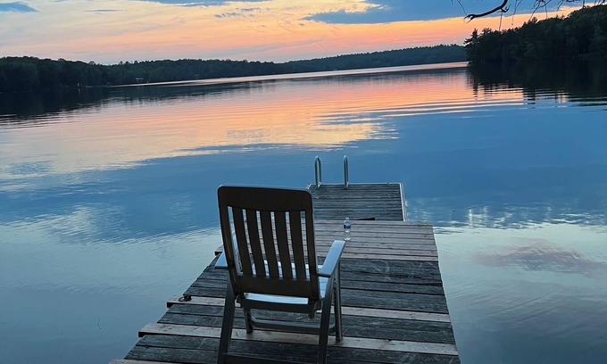 Algoma District House | Fishing off dock! One minute to private lake. Lakefront Getaway. Private home.