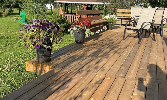 Leduc County House | Flex RV Travel trailer parked on a beautiful 4 acre lot, overseeing forest land.