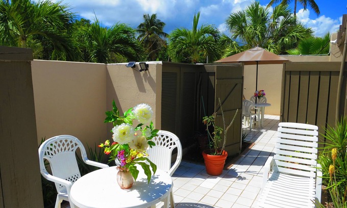 Estate Nisky Villa | Garden Bedroom with 2 Queen Beds and Private Garden Patio.