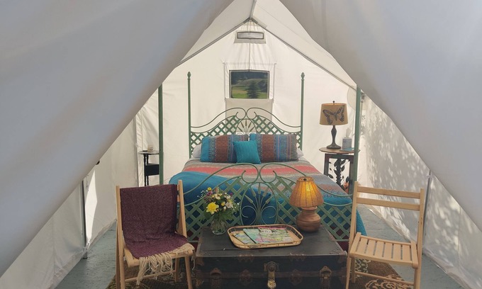 Glacier Country Cabin | Glamping in the Gypsy Bungalow by the river, 2 miles from Quinn's hot springs.