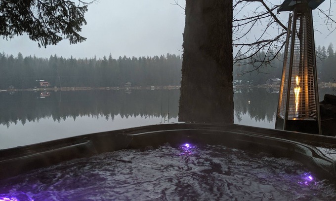 Newport House | Gorgeous Sacheen Lake Villa with Panoramic views of lake from deck w/hot tub!