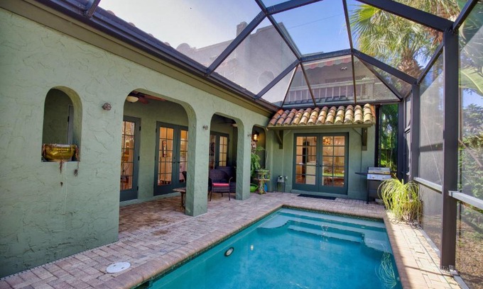 Sarasota House | Heated Saltwater Pool, Breathtaking outdoor terraces, beautiful landscaping- Villa Serene Escape