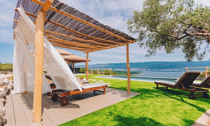 Risika House | Holidayhome Villa Mare with Pool and 500 m2 Garden with sea view