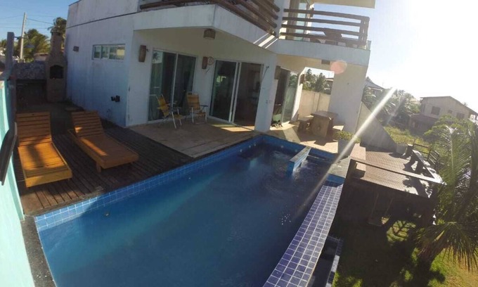 Flecheiras House | House 3 suites, Deck, Barbecue, Swimming Pool, Jacuzzi and Sea View 200m from the beach