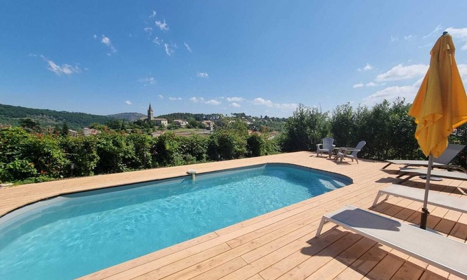 Saint-Julien-du-Serre House | House with swimming pool, garden, terrace with panoramic view Ardèche