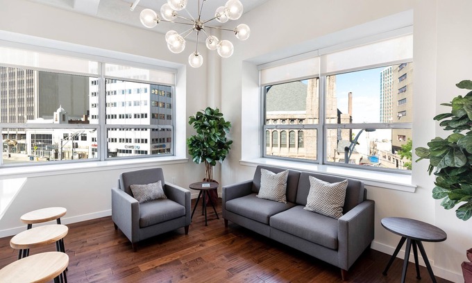 Central Business District Apartment | Kislak 507 Stunning 2BR with Den Corner Apt Retreat Above the City