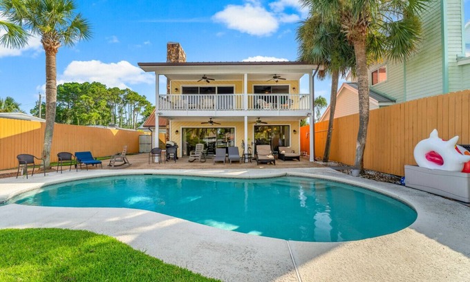 Silver Sands House | Lagoon Beach House: Dock, Pool, & Beach Nearby! Sleeps 11!