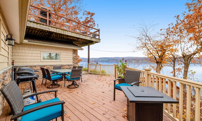 Rushville House | Lakefront home near golf with deck & two firepits - close to attractions