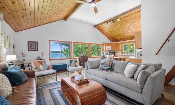 Farmington House | Lakefront Home w/Private Beach & Stunning Views