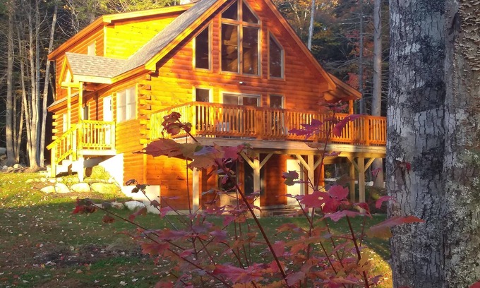 Ellsworth House | Lakeside Log Home near Acadia NP - peak foliage is here. BOOK NOW Oct. 4th - 8th