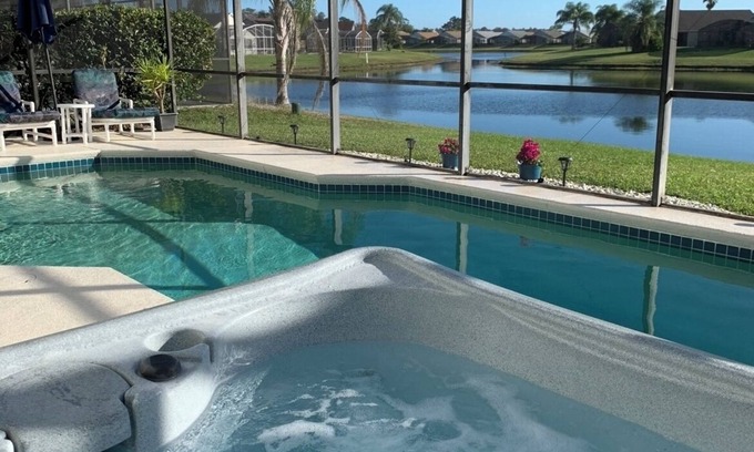 Eagle Pointe South Villa | Lakeview Villa in Kissimmee, close to Disney, private pool & hot tub, pool heat
