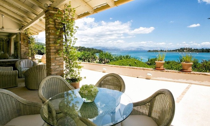 Gouvia Villa | Large Elegant Villa, Stunning Sea Front Position with Direct Access to Gouvia Beach, Pool & Gym!