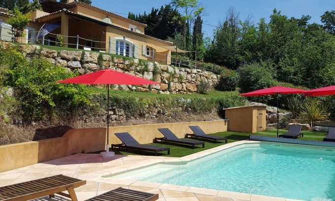 Montauroux Villa | Large heated pool Villa beautiful view of Provencal village and Esterel