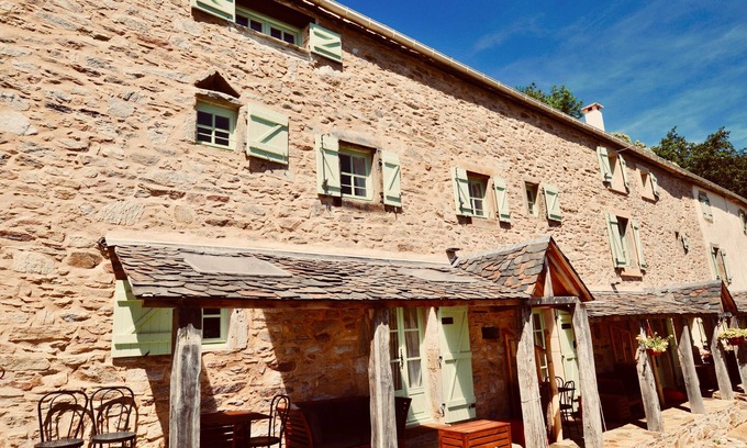 Riols Cottage | Le Sanglier - stylish, family friendly gite with heated pool, playground and terraces