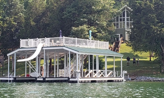 La Follette House | Level Lakefront Lot, 2-Story Dock, Water Slide, Great Location