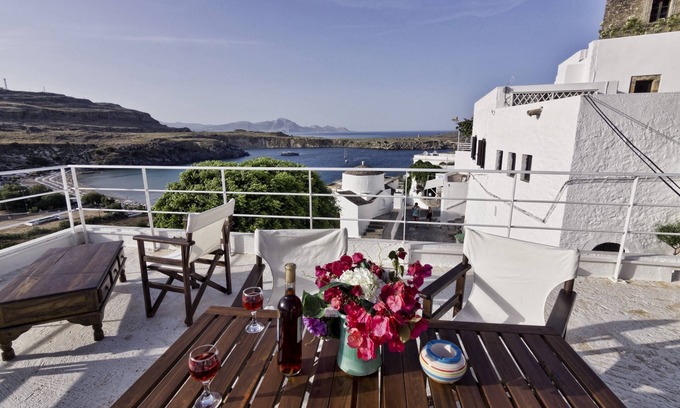 Lindos Villa | Lindos Centre - Villa for 10 guests - Roof Terrace