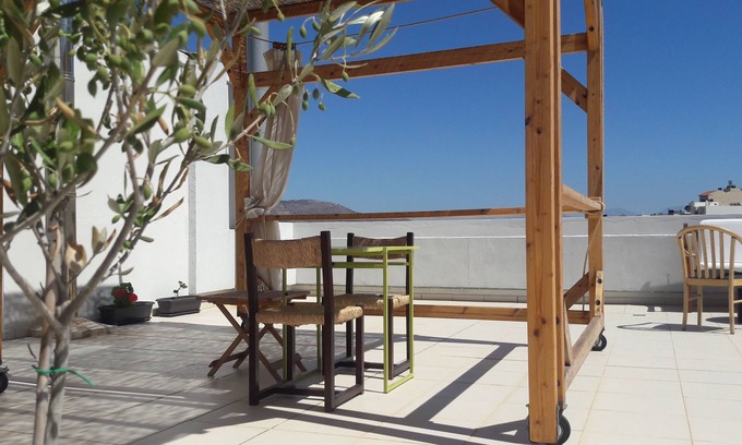 Neapoli Apartment | Little Penthouse with Open Terrace, mountain view, close to nature