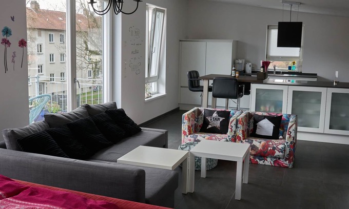 Bad Aibling Apartment | Loft apartment, 60 sqm, living room/bedroom with sofa bed and double bed, balcony
