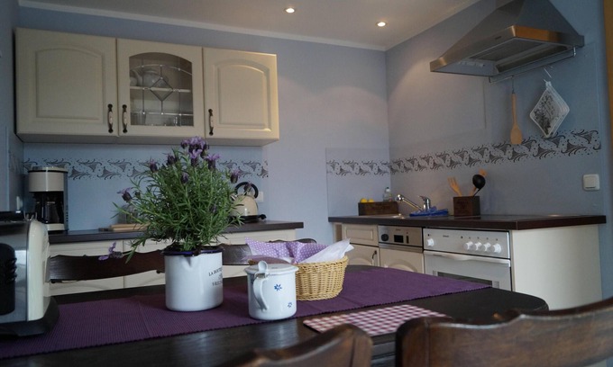 Kleinnaundorf Apartment | Lovingly furnished vacation apartment with sunny, quiet balcony facing the lavender