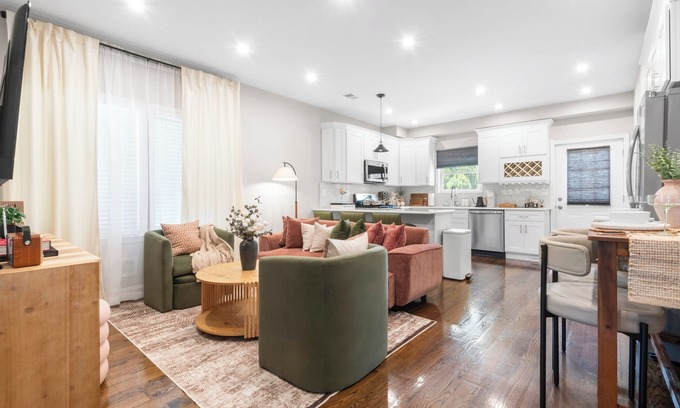 The Heights Condo | Luxe 2-Bedroom Home with AC, Fast WiFi, Private Patio, Gameroom 15minutes to NYC