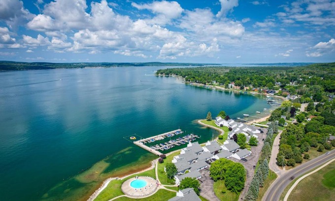Boyne City House | Luxury Lakefront Boyne City Townhome with Views!
