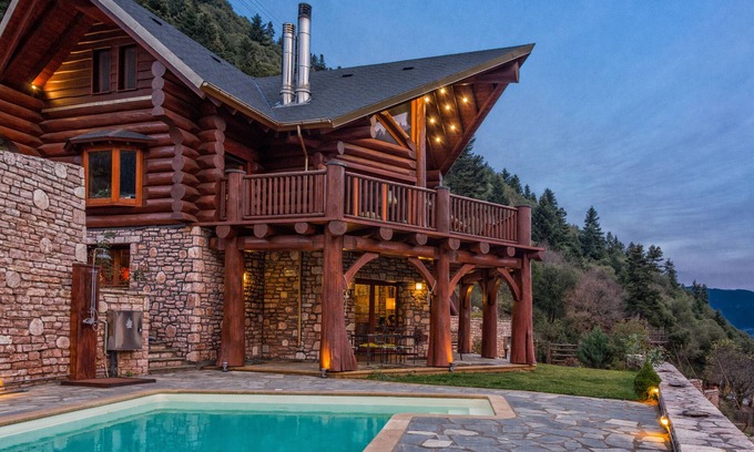 Karpenisi Ski Chalet | Luxury mountain Chalet, with private sauna and outdoor pool