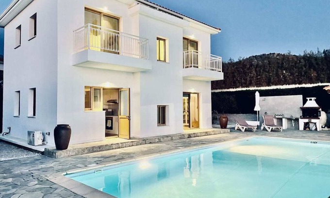 Argaka House | Luxury, private, full sea view villa with large pool close to the beach