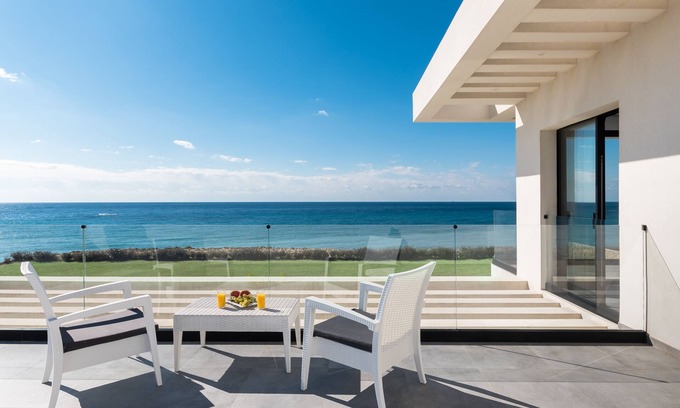 Chalikounas Villa | Luxury Seafront Villa Afroditi w/Private Beach and Direct Access , Heated pool