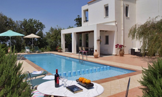 Vamos Villa | LUXURY VILLA WITH PRIVATE POOL-Mountain and Sea View with Olive Grove and Garden
