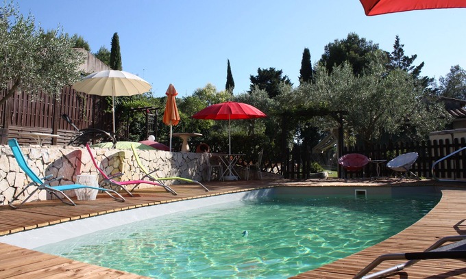 Vauvert Villa | Magnificent villa with heated pool, breathtaking view amid olive trees.