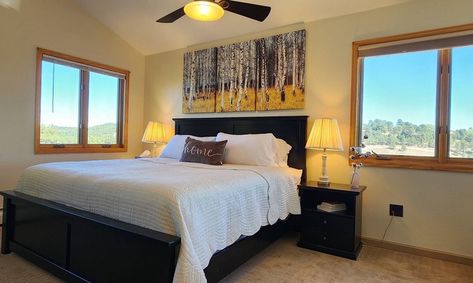 Mount Vernon House | Main floor master, gourmet kitchen, and Hot tub with amazing mountain views