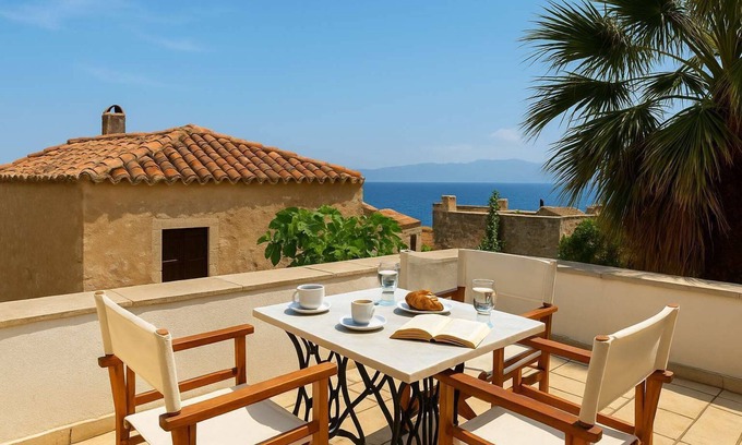 Monemvasia House | Menexes Suites | Melica Suite Balcony w/Sea View