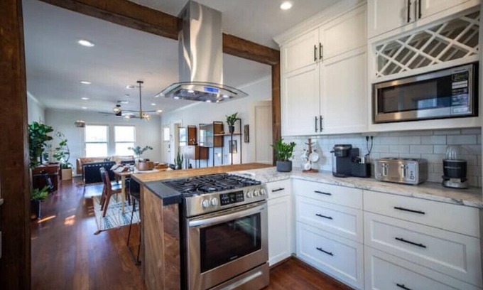 Woodland Heights House | mid-century bungalow + private retro studio with outdoor hot tub