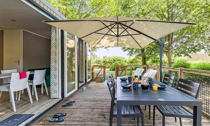 Landevieille House | Mobile home ● Aufgedeckte Terrasse
