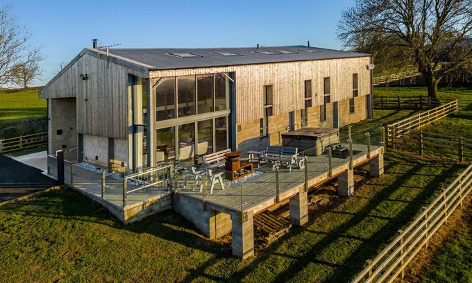 Newton Grange Cabin | Modern eco-lodge with a private hot tub & picturesque views